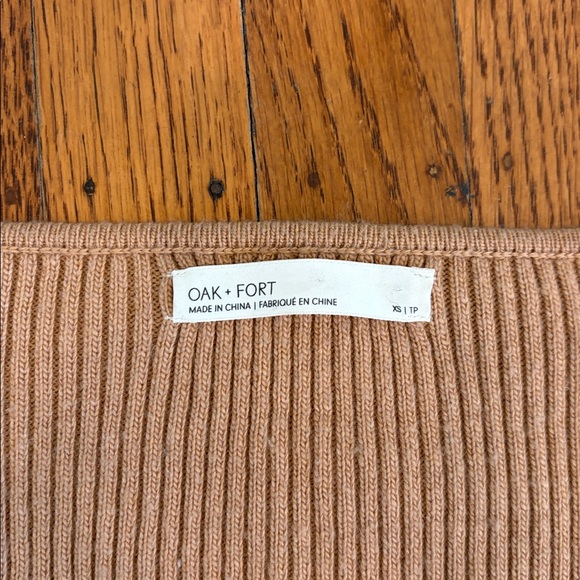 🤎 OAK + FORT Square Neck Sweater • Balloon Sleeves • XS - Picture 4 of 6